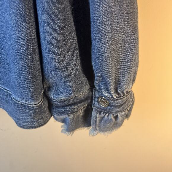 Generation Love Denim Jacket M Puff Sleeve Raw Hem - Picture 10 of 11
